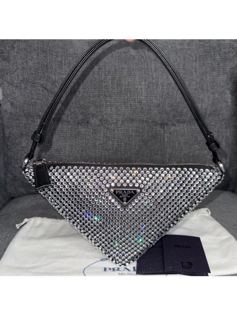 PRADA crystal Triangle shoulder bag